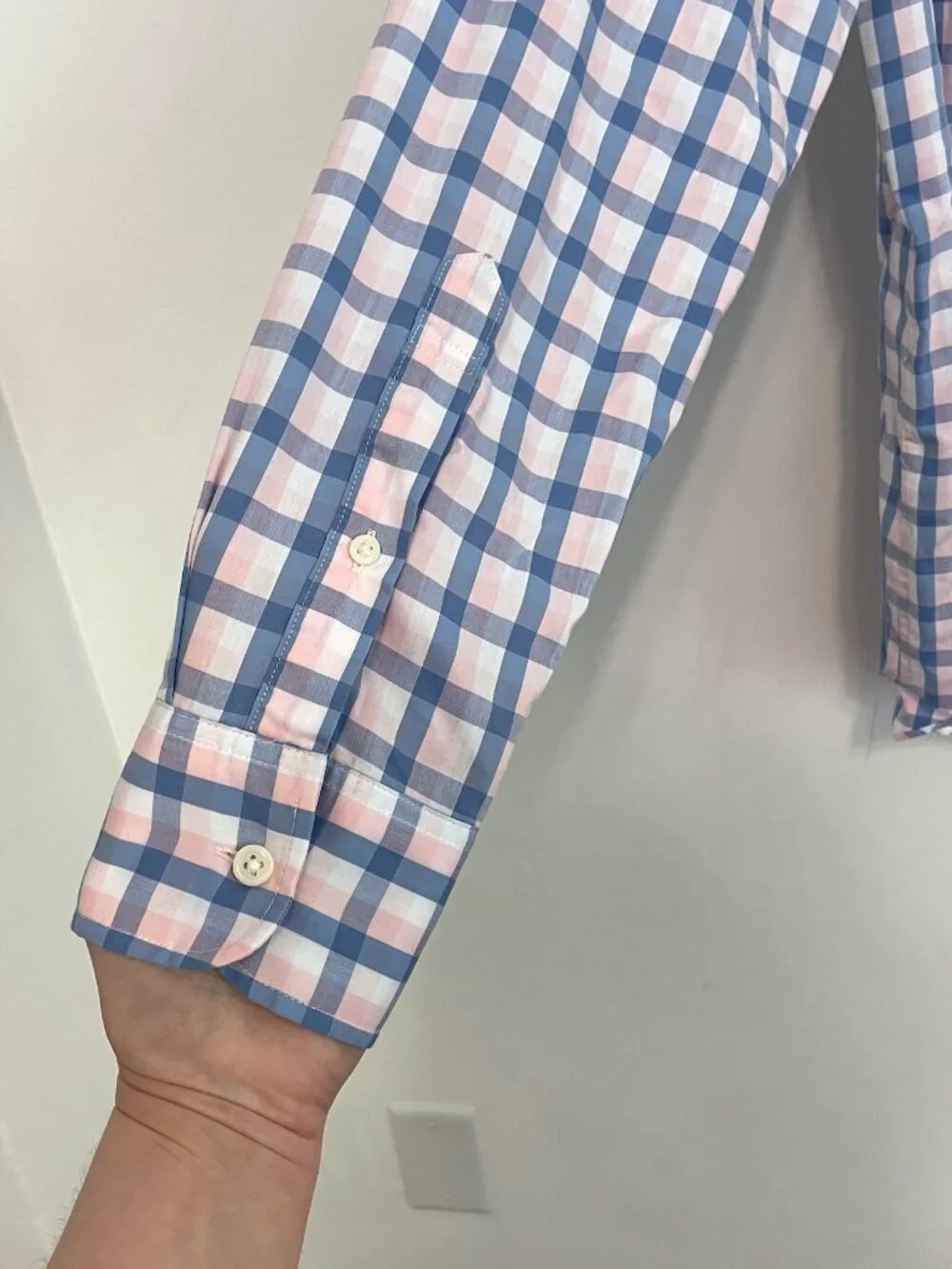 J. CREW Factory Mens Slim Untucked Flex Performance Casual Shirt Blue Pink Plaid